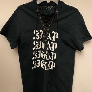 Lace up v neck t shirt Sigma Kappa, black, small